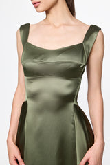 Kaki Satin Gown Dress