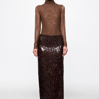 BROWN sequined maxi skirt