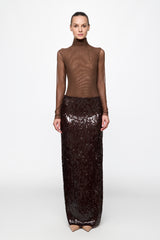 BROWN sequined maxi skirt