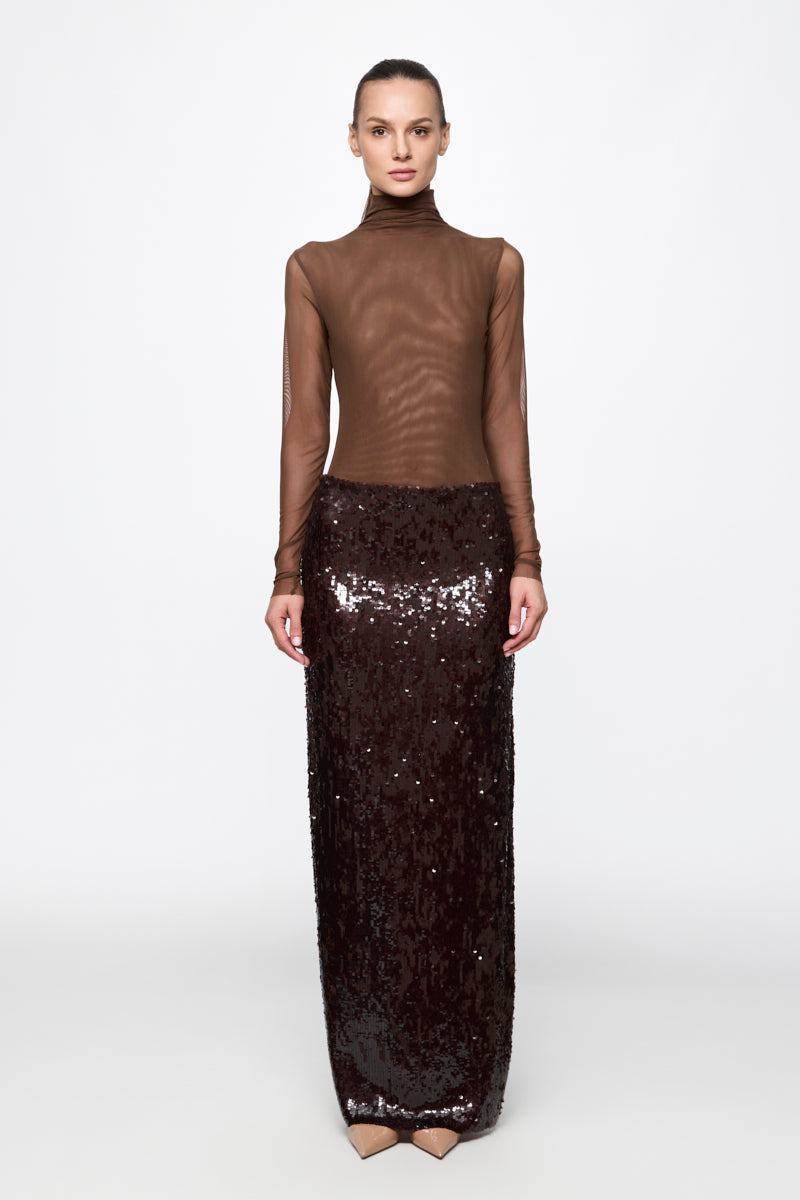 High neck tulle bodysuit