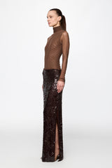 BROWN sequined maxi skirt