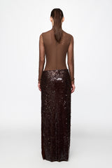 BROWN sequined maxi skirt