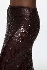 BROWN sequined maxi skirt