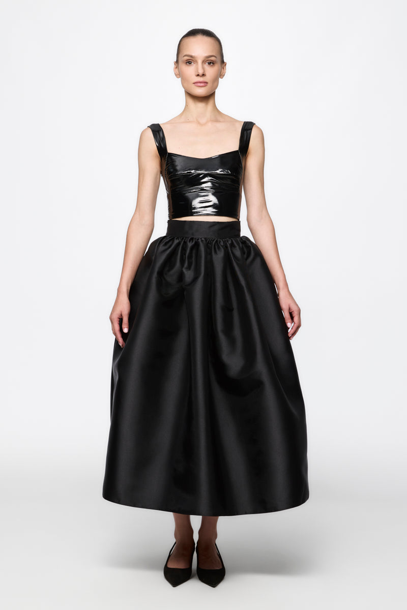 Taffeta midi skirt in back