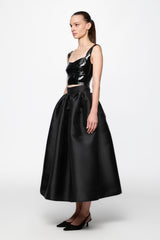 Taffeta midi skirt in back