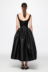 Taffeta midi skirt in back