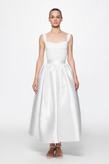 Taffeta midi skirt in WHITE