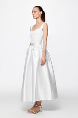 Taffeta midi skirt in WHITE