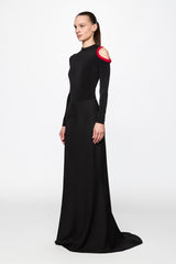 Bodysuit With Cut Away Red Shoulder