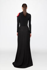 Bodysuit With Cut Away Red Shoulder
