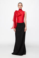 Red bodysuit with silk organza BOW