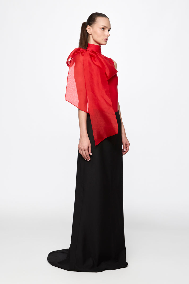 Red bodysuit with silk organza BOW