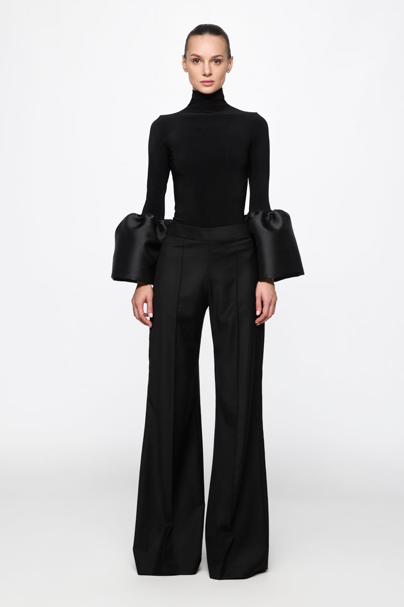 High-neck bell-sleeve top