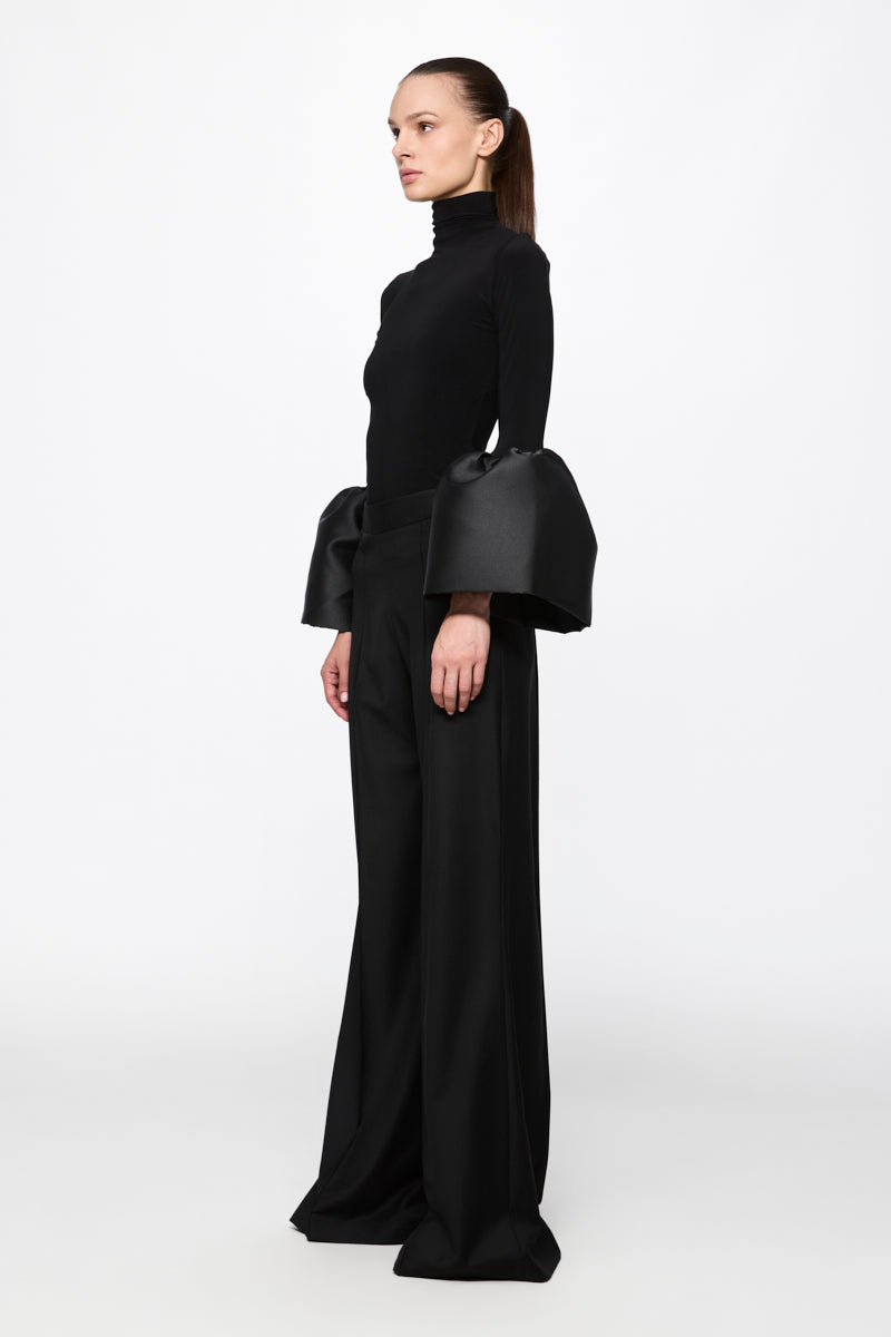 High-neck bell-sleeve top
