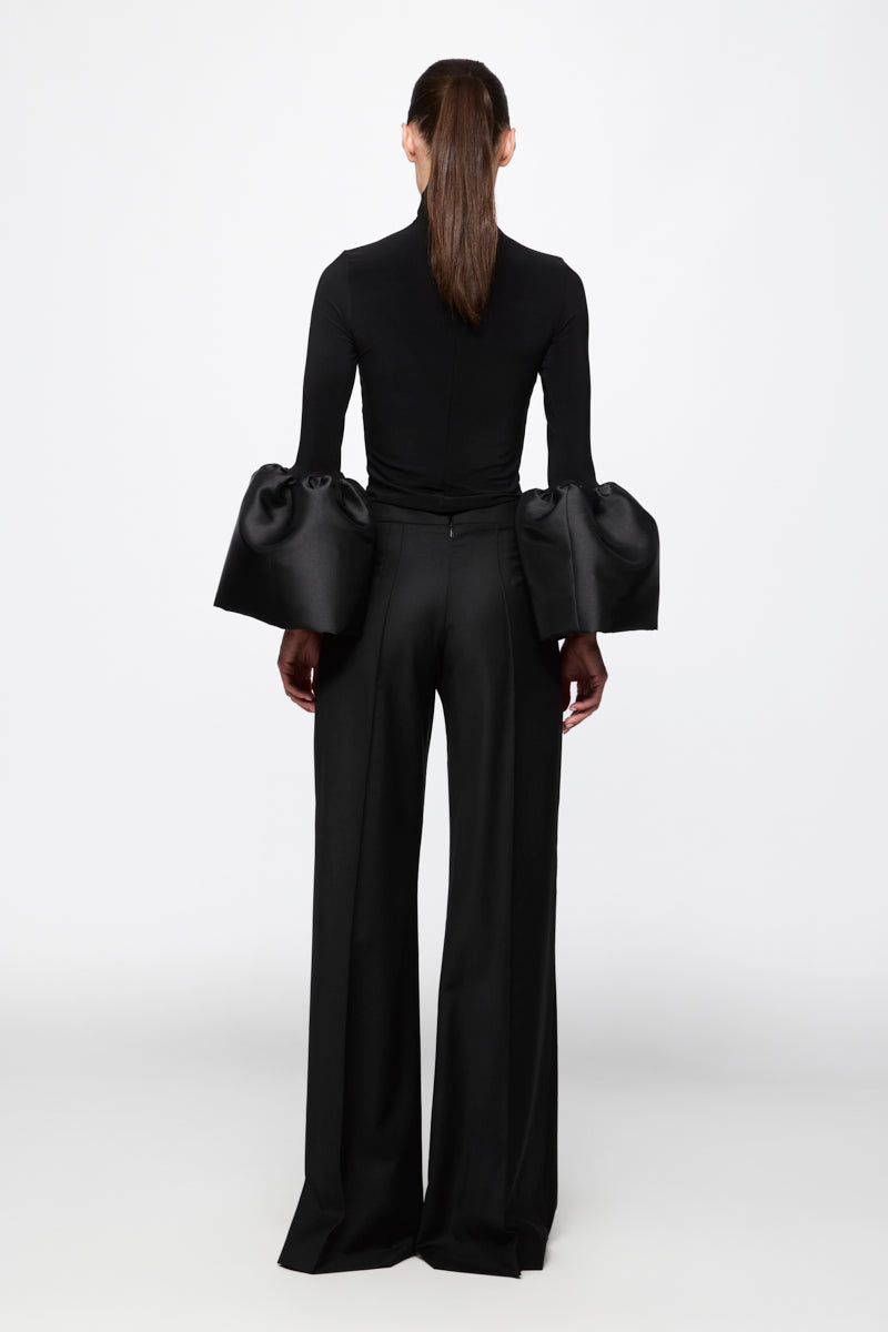 High-neck bell-sleeve top
