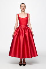 Taffeta midi skirt in RED