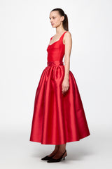 Taffeta midi skirt in RED