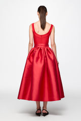 Taffeta midi skirt in RED