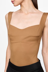 Corset bra bodysuit in CAMEL