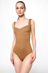 Corset bra bodysuit in CAMEL