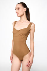 Corset bra bodysuit in CAMEL