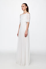 White round neck mesh maxi dress