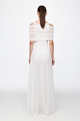 White round neck mesh maxi dress