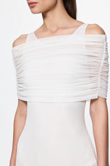 White round neck mesh maxi dress