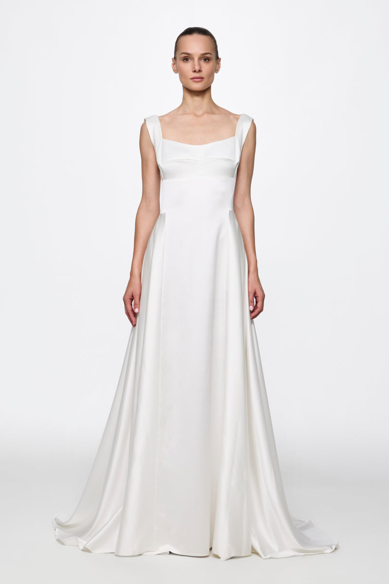 White Satin Gown Dress
