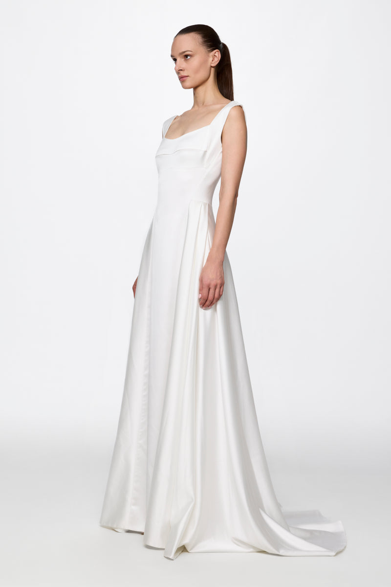 White Satin Gown Dress