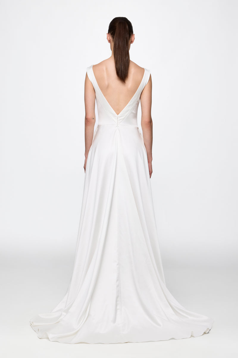 White Satin Gown Dress