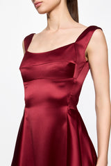 Burgundy Satin Gown Dress