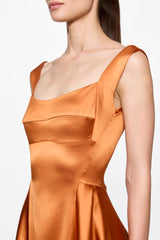 Orange Satin Gown Dress