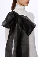 High neck sequin dress with organza bow detail