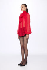 RED Silk Chiffon blouse