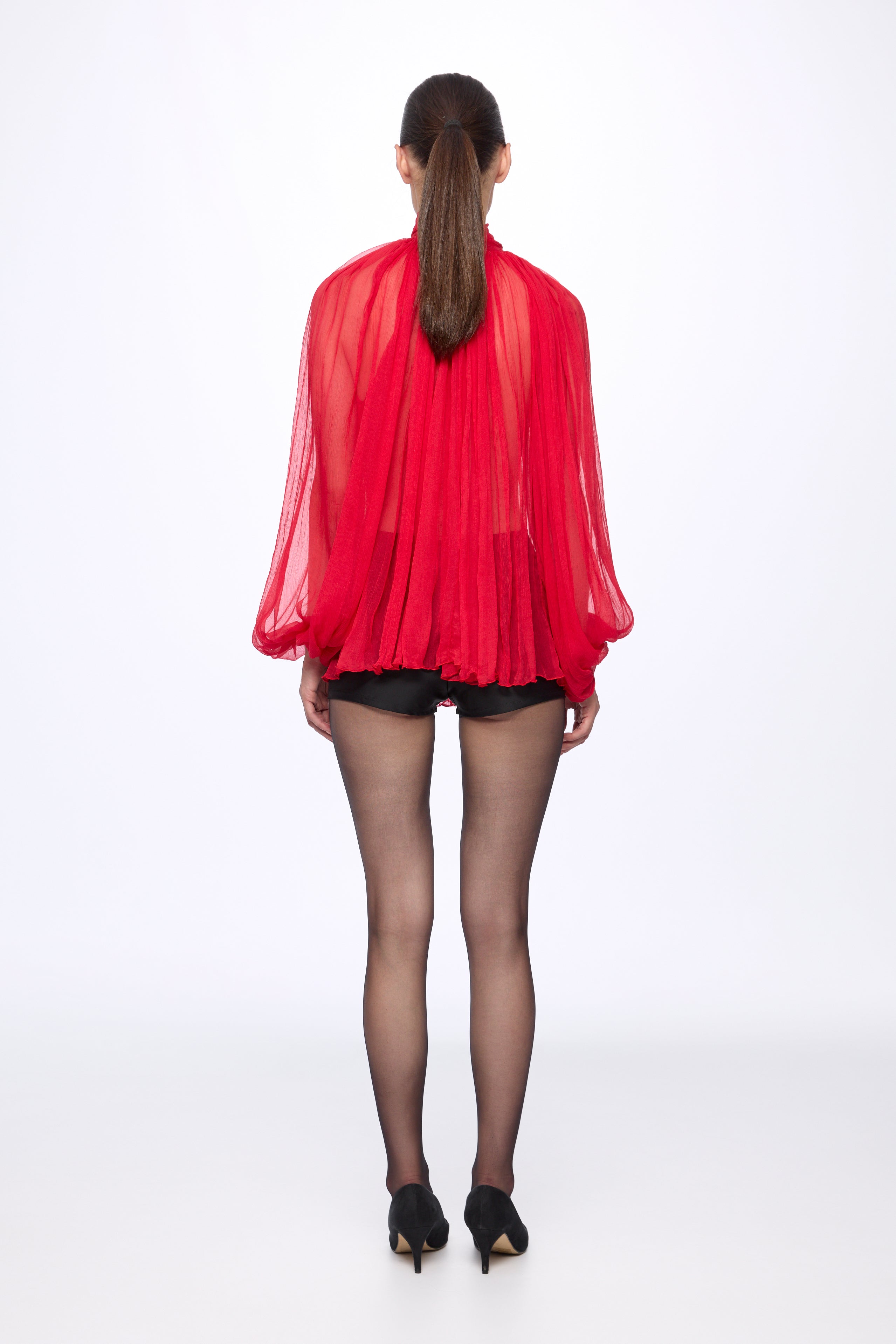 RED Silk Chiffon blouse