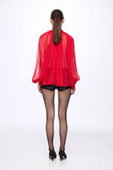 RED Silk Chiffon blouse