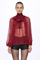 Burgundy Silk Chiffon blouse