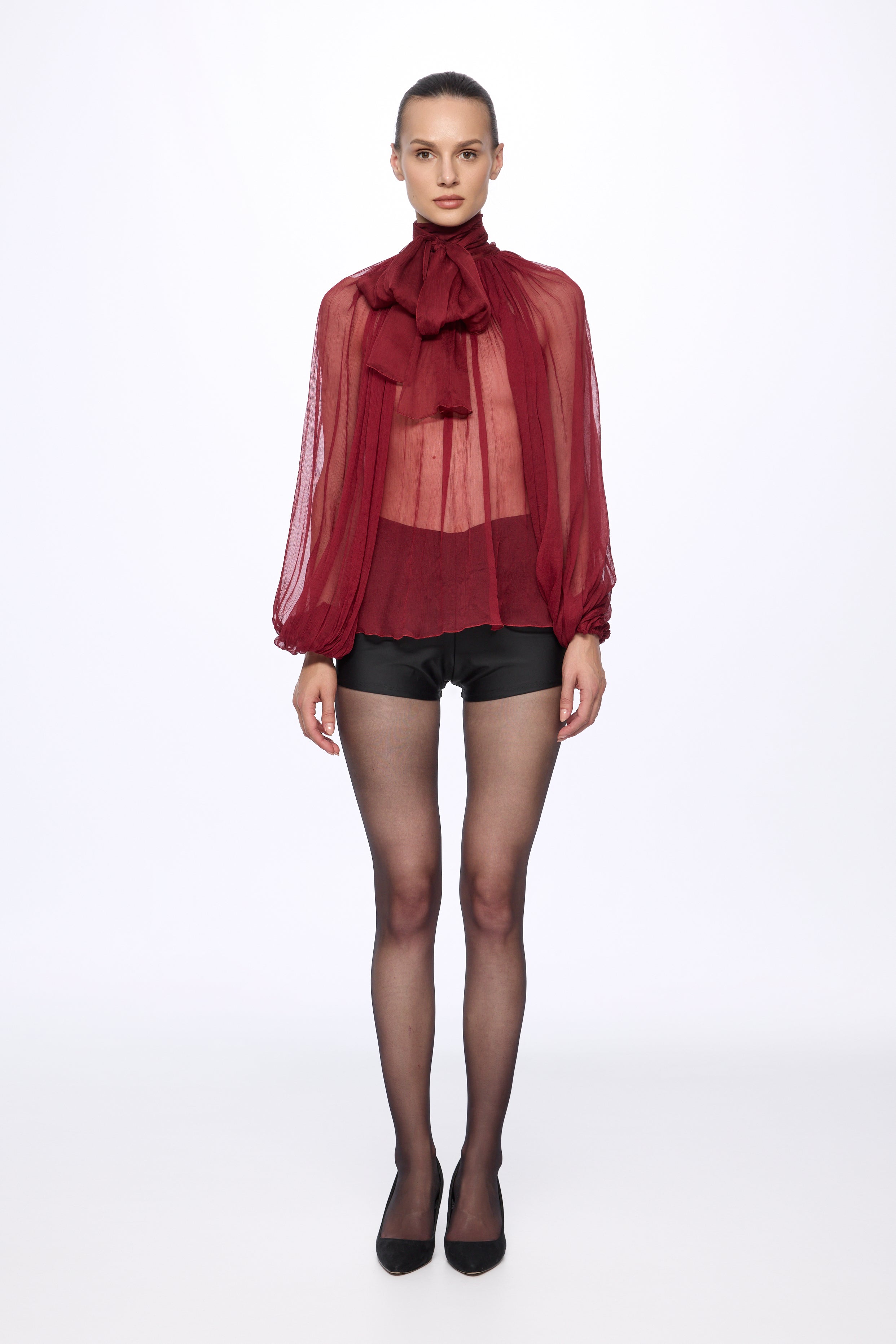 Burgundy Silk Chiffon blouse