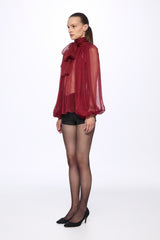 Burgundy Silk Chiffon blouse