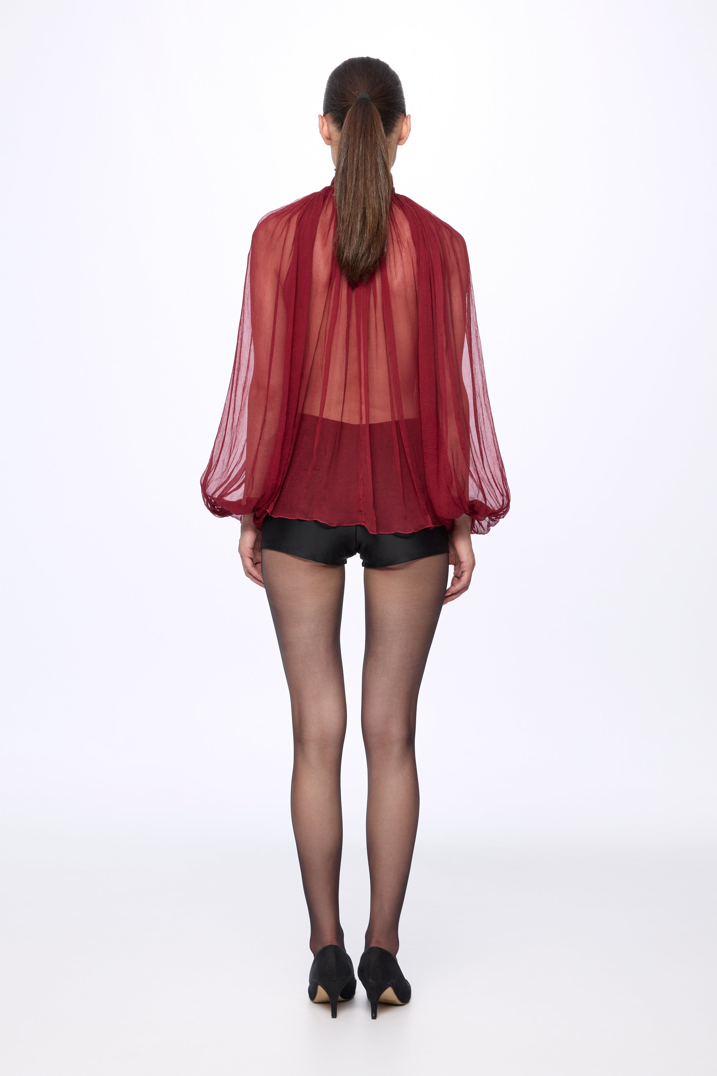 Burgundy Silk Chiffon blouse