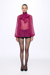 Fuchsia Silk Chiffon blouse