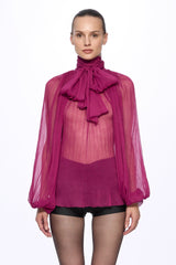 Fuchsia Silk Chiffon blouse