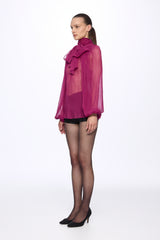 Fuchsia Silk Chiffon blouse