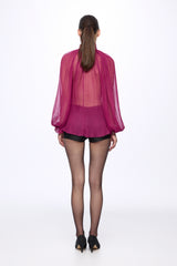 Fuchsia Silk Chiffon blouse