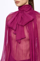 Fuchsia Silk Chiffon blouse