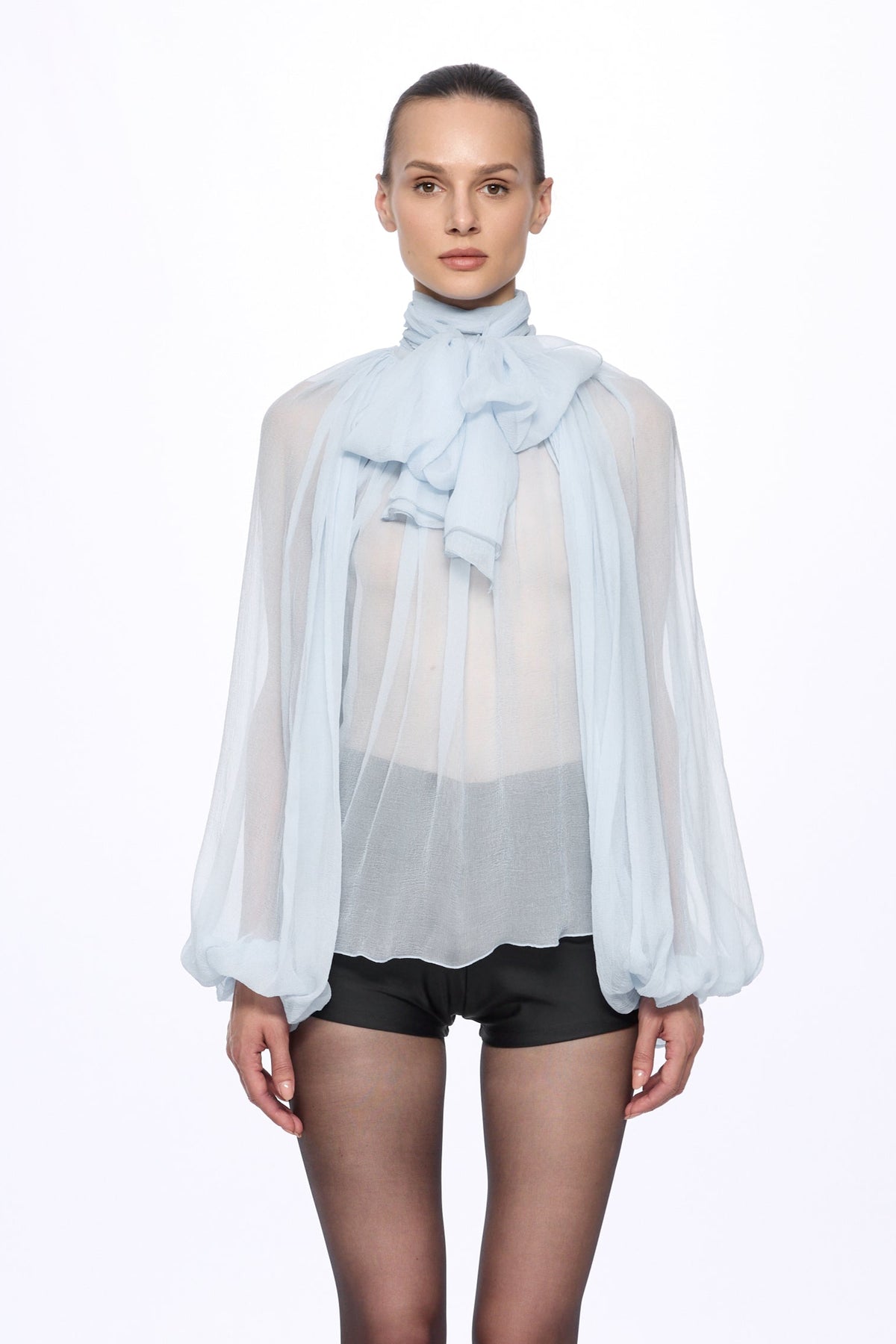 BLUE Silk Chiffon blouse