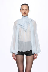 BLUE Silk Chiffon blouse