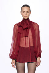 Burgundy Silk Chiffon blouse