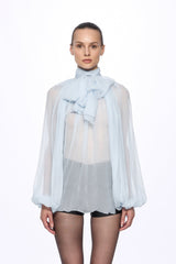 BLUE Silk Chiffon blouse